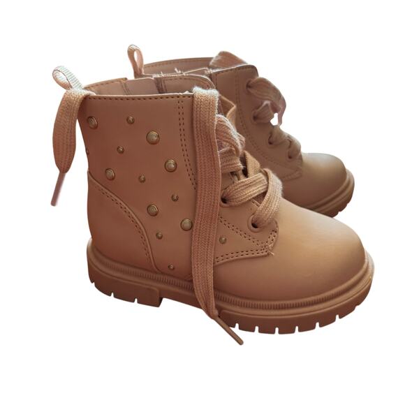 Pink Cat & Jack Girl Toddler Combat Boots Shoes Size 8 Excellent Used Condition - Picture 1 of 3